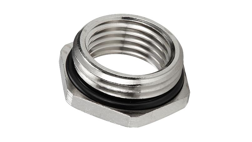 NRBN-M - Gewindereduktion sechskant, Messing vernickelt, metrisch