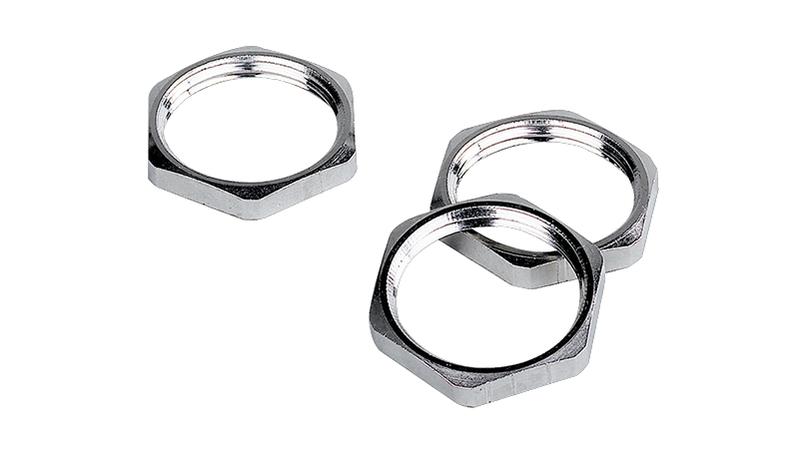 NTBN-M - Gegenmutter sechskant, Messing vernickelt, metrisch